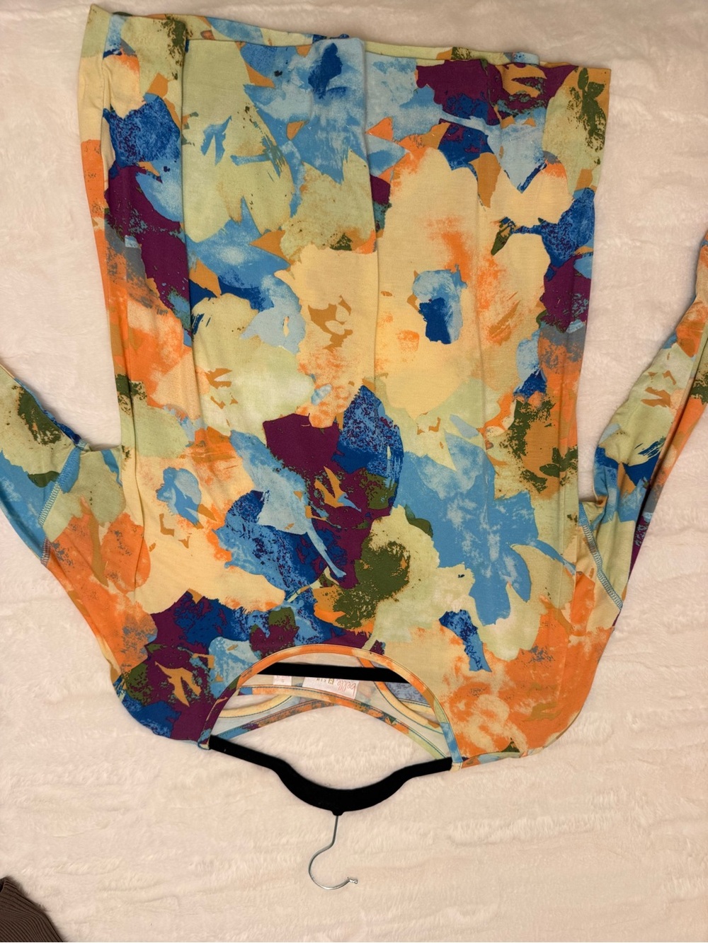 Belle by Kim Gravel Multicolor Abstract Floral-Brush Long Sleeve Top